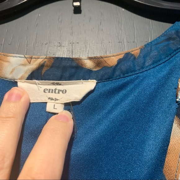 Entro Floral Deep V Neck Balloon Sleeve Flowy Tunic Dress - Picture 5 of 8